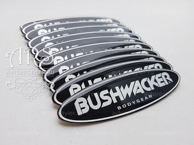 Bushwacker oval nameplate, an emblem for tuning